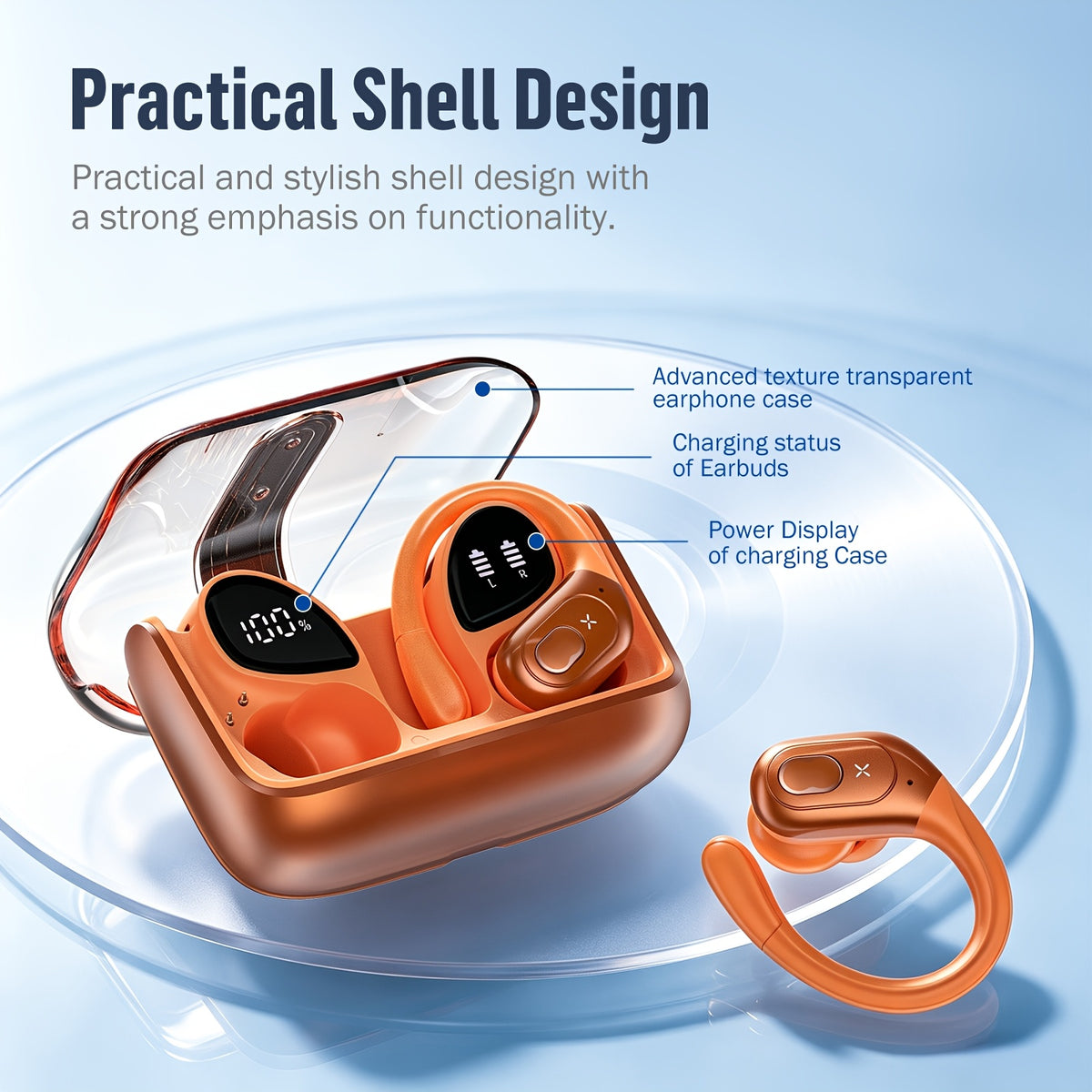 LIFEBEE Wireless Earbuds for Running Sports, Wireless Earphones with Earhooks Pure Bass Sound, Over-Ear Headphones with Dual-Led Display, Noise-Cancelling Headset with Built-In Microphone