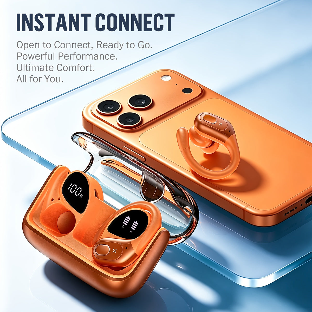 LIFEBEE Wireless Earbuds for Running Sports, Wireless Earphones with Earhooks Pure Bass Sound, Over-Ear Headphones with Dual-Led Display, Noise-Cancelling Headset with Built-In Microphone