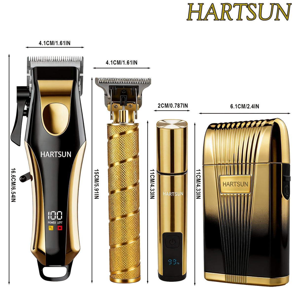 Hartsun Men'S Grooming Trimmer Set, 4pcs/3pcs Cordless Hair Clipper, Rotary Shaver, T9 Precision Detail Trimmer, Nose Hair Trimmer, USB Rechargeable with LED Power Display, Shaving Apron Included, Practical Father'S Day Gift for Husband And Dad