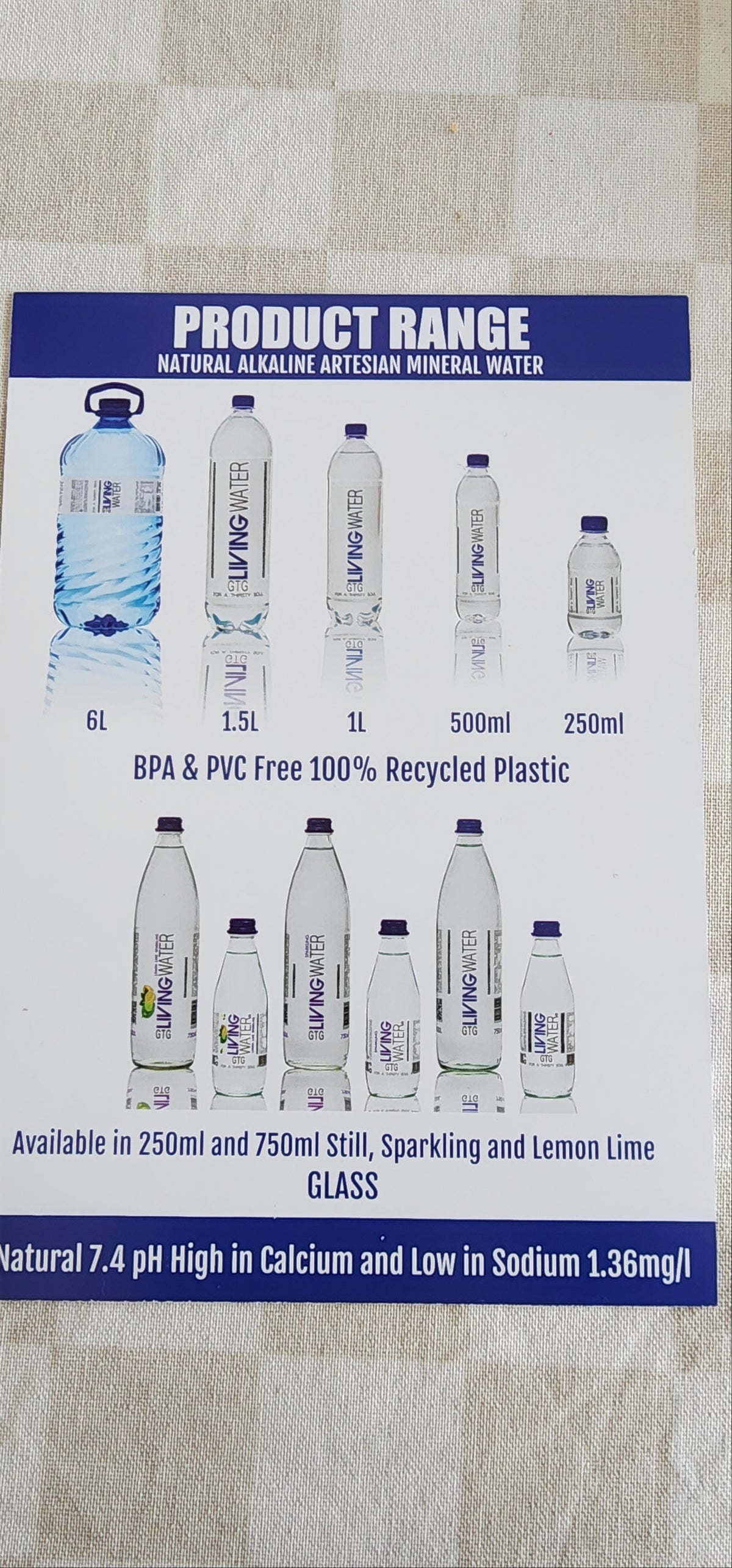GTG Living Water 1L Plastic Bottle – 12 Pack
